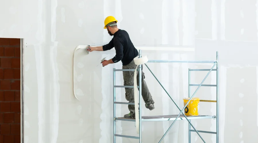 guy working on stucco wall